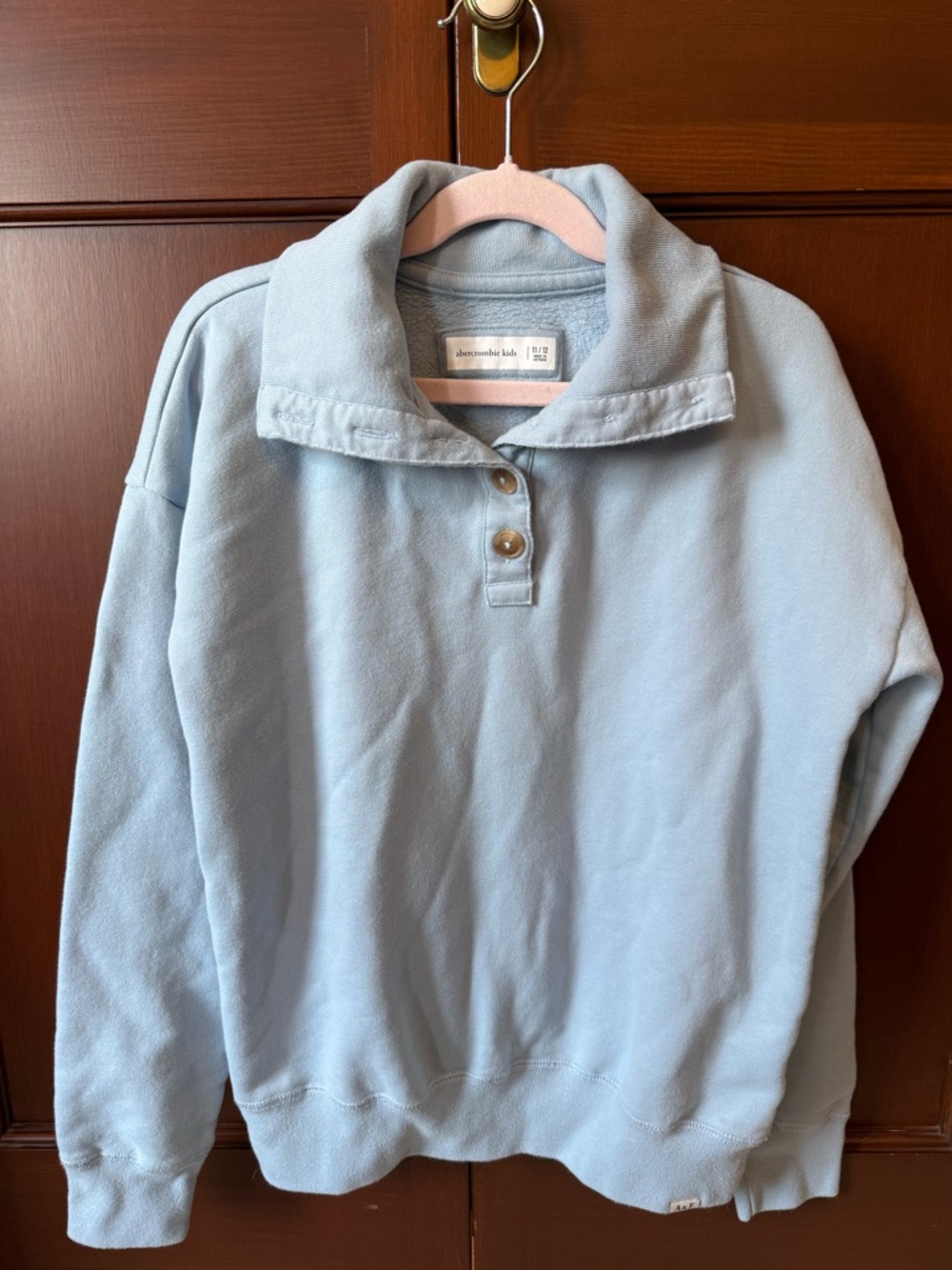 abercrombie kids pale blue pullover sweater with collar